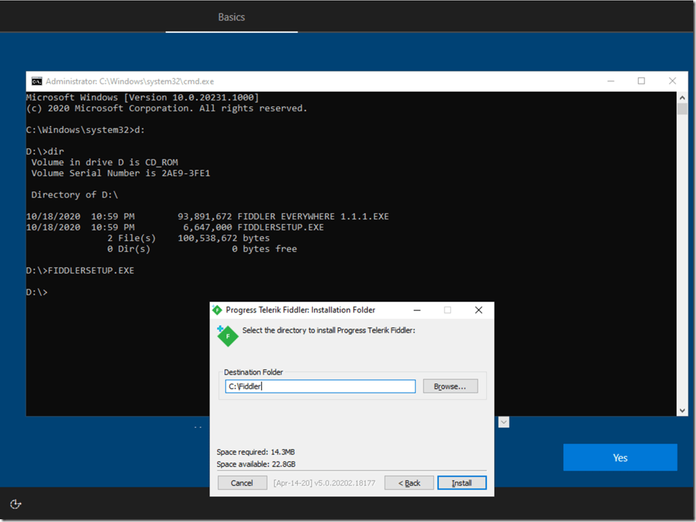 Network tracing during OOBE with Fiddler