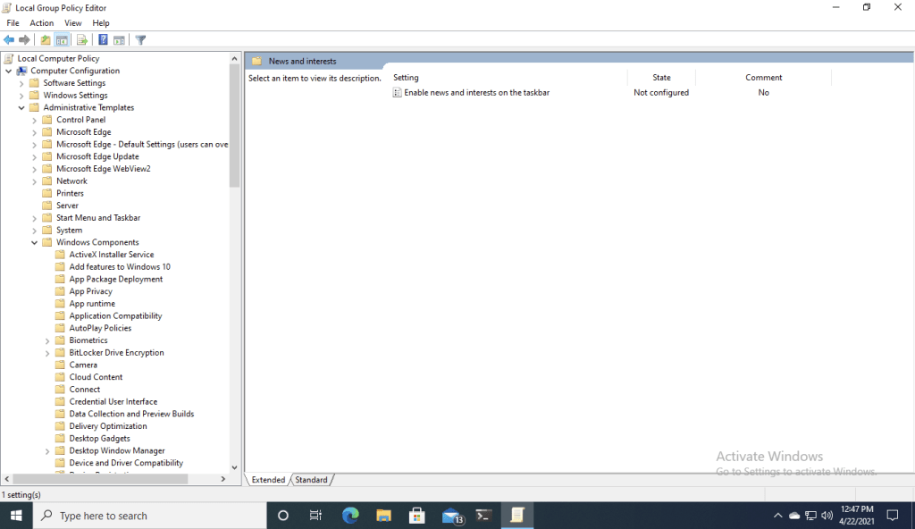 Turn off News & Interests page via&nbsp;policy