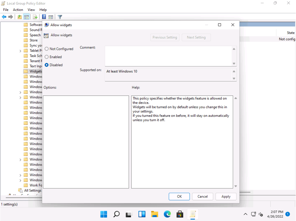 Getting rid of Widgets in Windows&nbsp;11