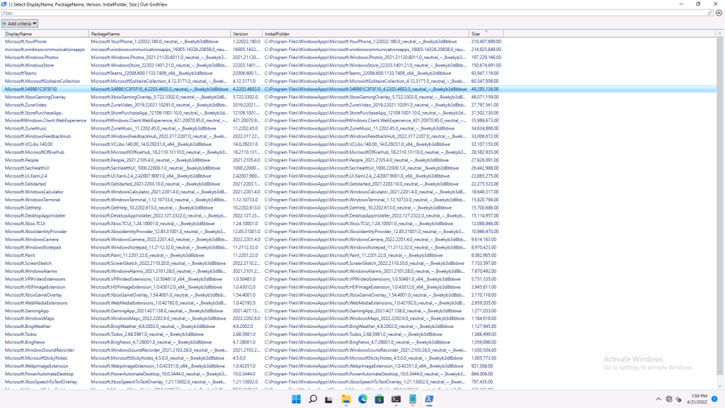 How big are the built-in Windows 11&nbsp;apps?