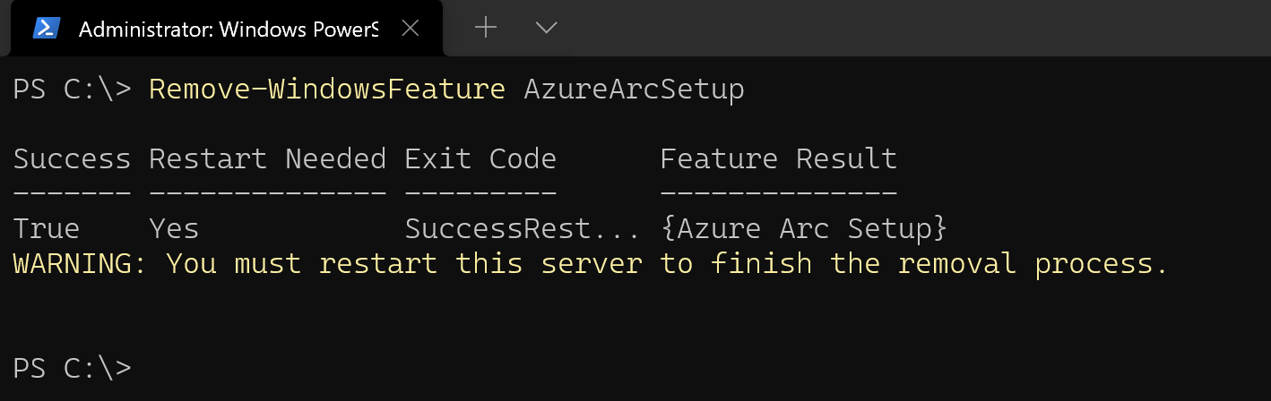 Remove the Azure Arc Setup “feature” installed on Windows Server 2022 ...