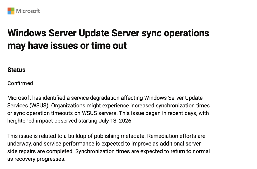Still using WSUS? Patch Tuesday broke it…